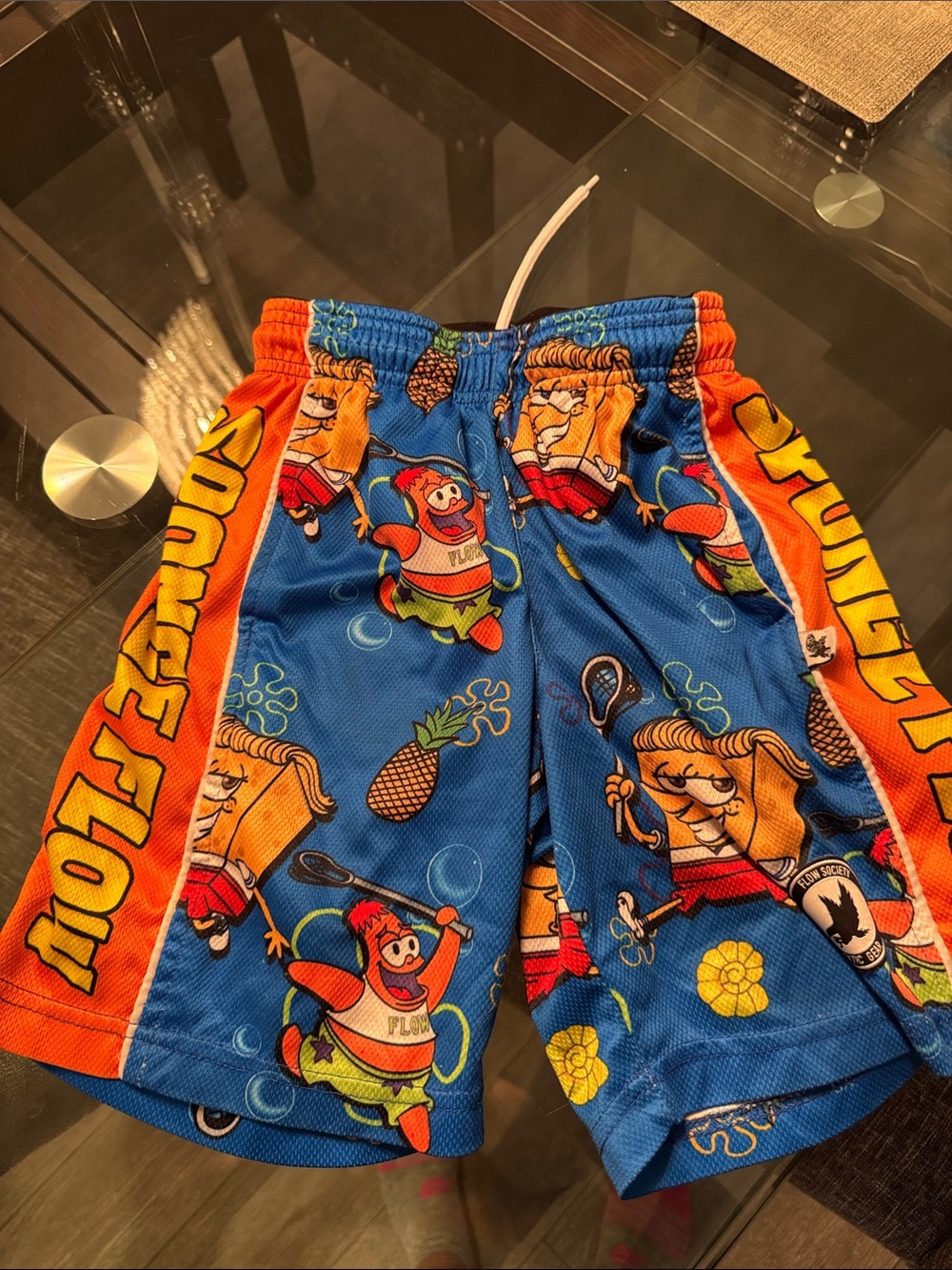 Blue & Orange Cartoon-Print Kids Shorts